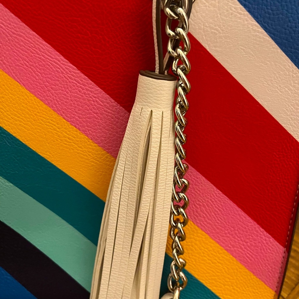 “Carlos by Carlos Santana" handbag, multi-colored striped design with tassel - Picture 3 of 12